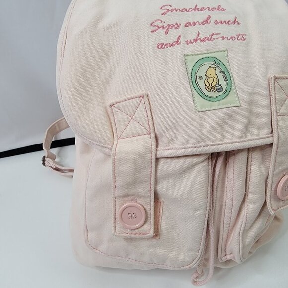 Winnie the Pooh Pink Canvas Backpack – "Smackerals & What-Nots" 16"x14"x6" - Picture 4 of 14